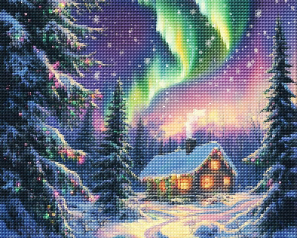 Northern Lights Christmas Cabin