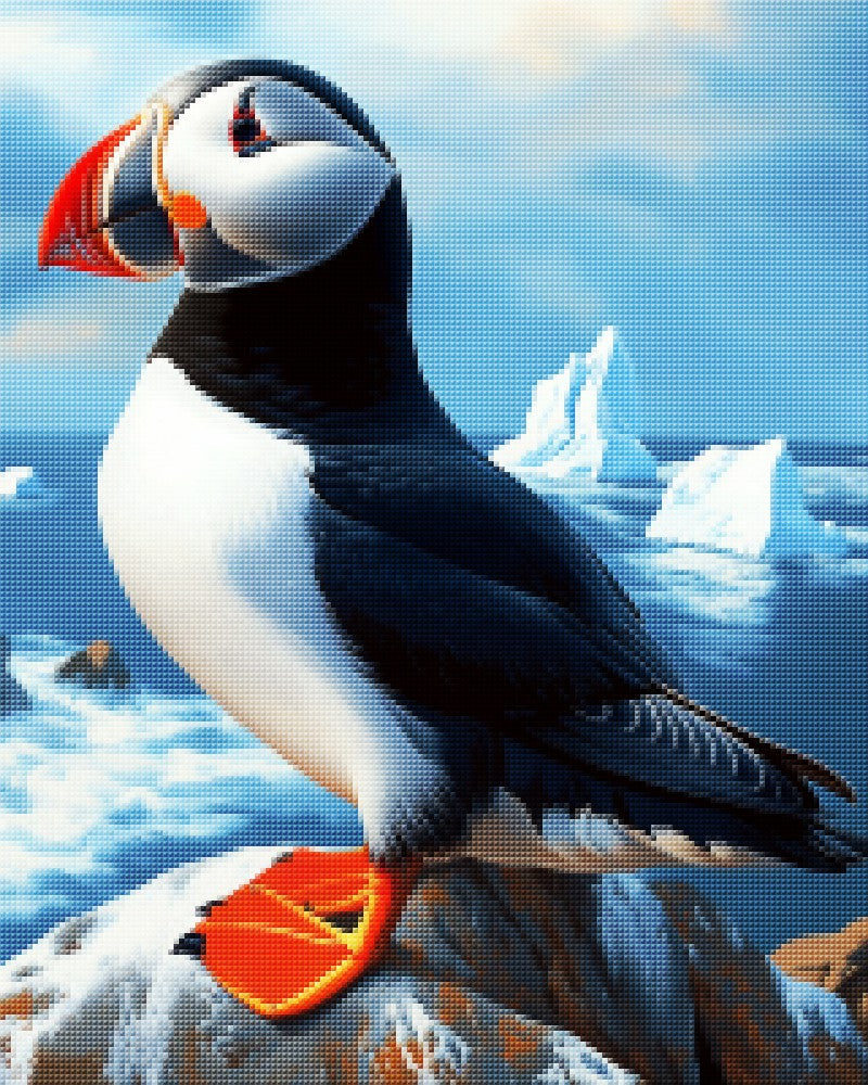 Puffin on Rocky Cliff by the Sea