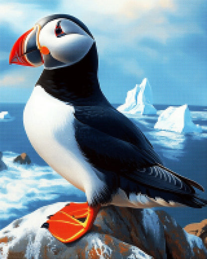 Puffin on Rocky Cliff by the Sea