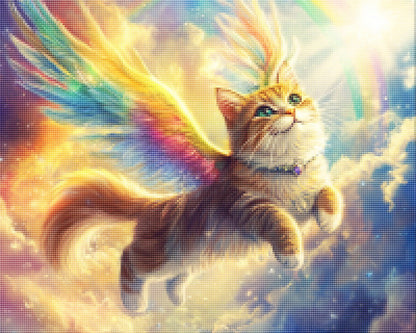 Feather winged cat flying