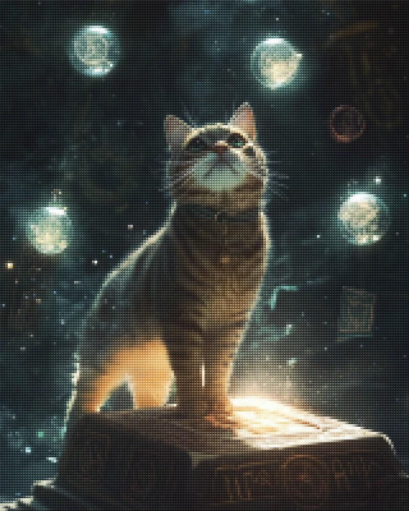 Cat on Ancient Magic Altar
