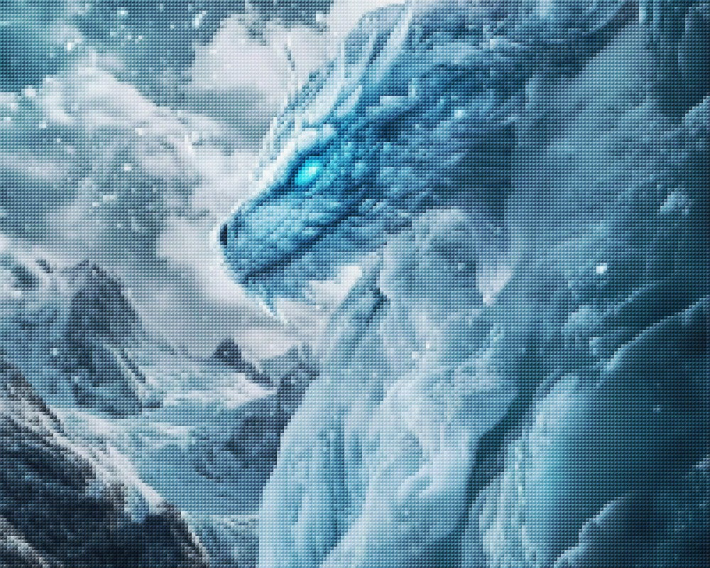 Ice Dragon on Snowy Mountain