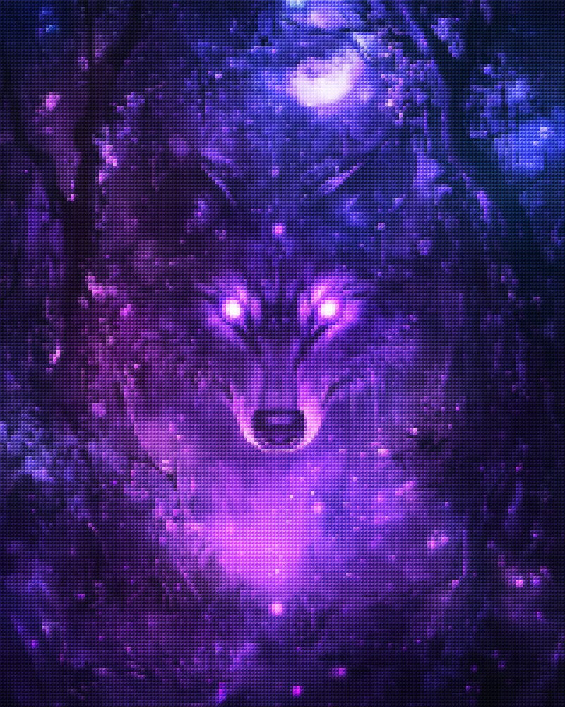 Mystical Wolf Under Moonlight