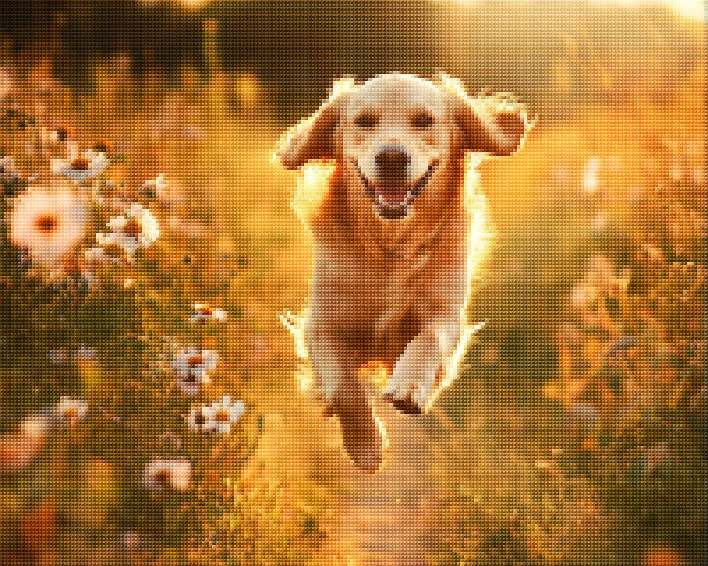 Golden Retriever on Country Road