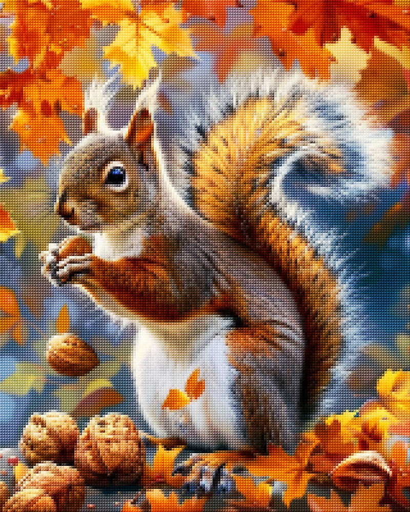 Squirrel In Autumn Leaves