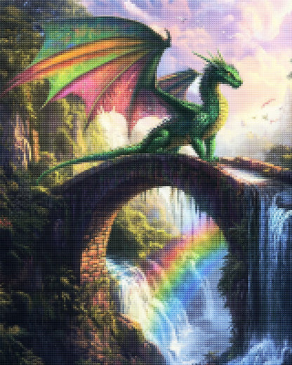 Emerald Dragon on Colorful Rocks