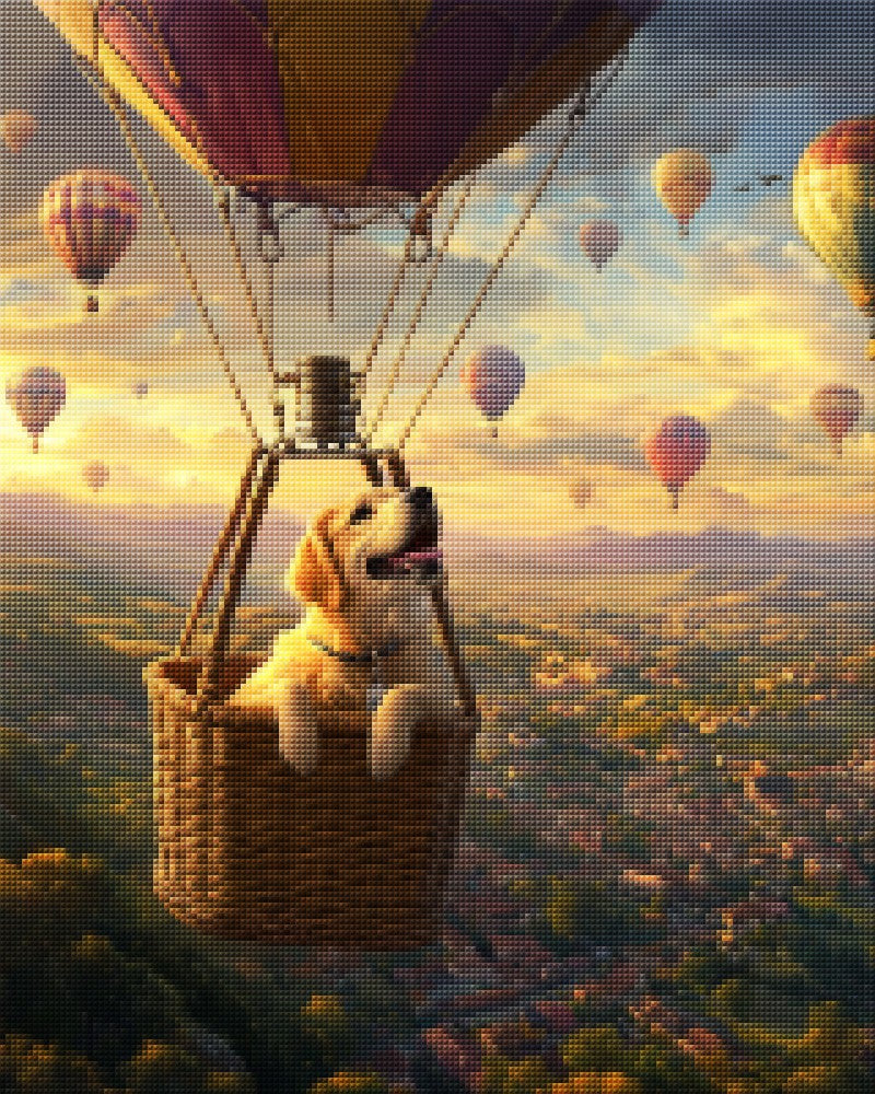 Dog in Hot Air Balloon Basket