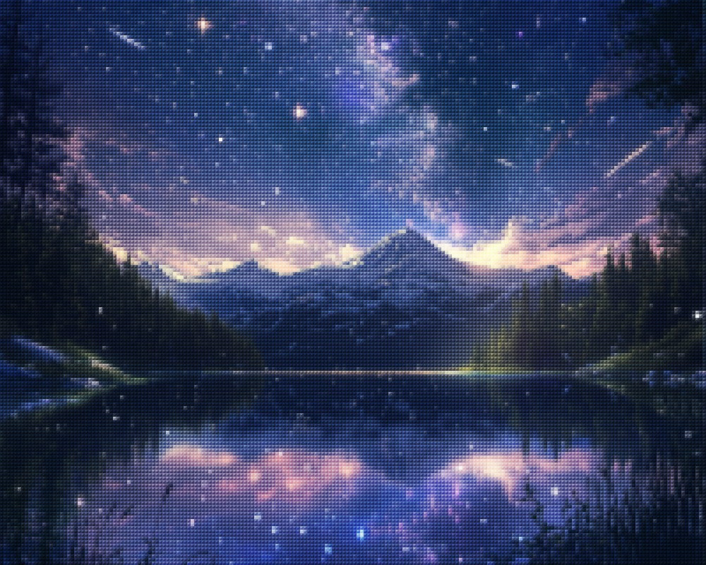 Calm Alpine Lake at Night