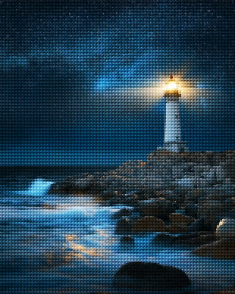 Lonely Lighthouse on the Rocks
