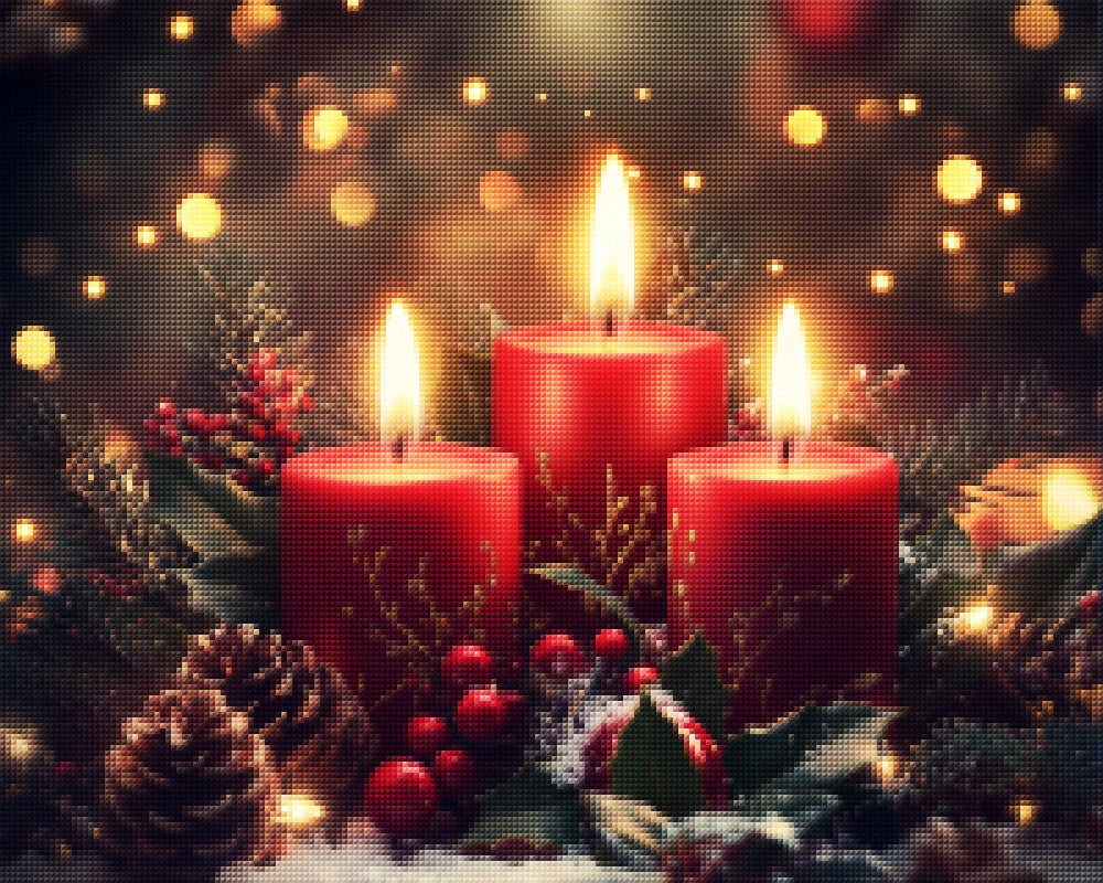 Set of Three Red Christmas Candles