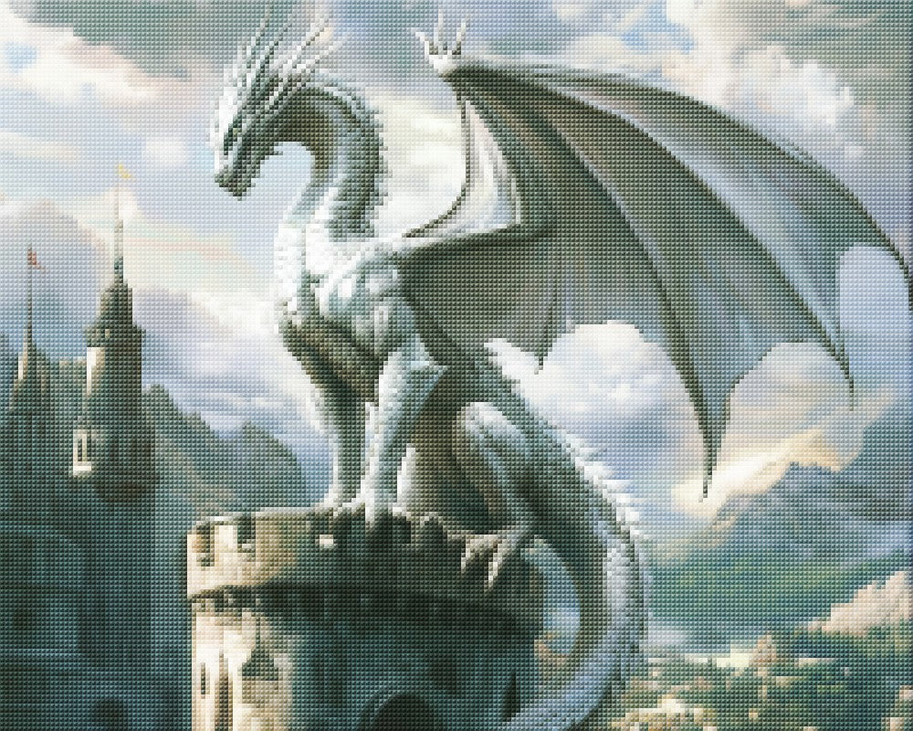 Silver Dragon on Cliff