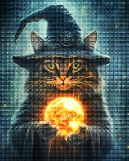 Cat with glowing staff