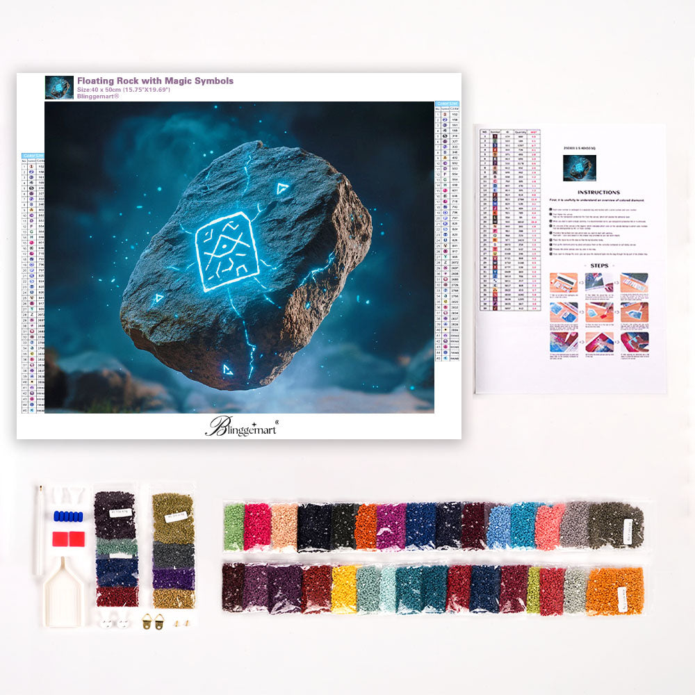Floating Rock with Magic Symbols