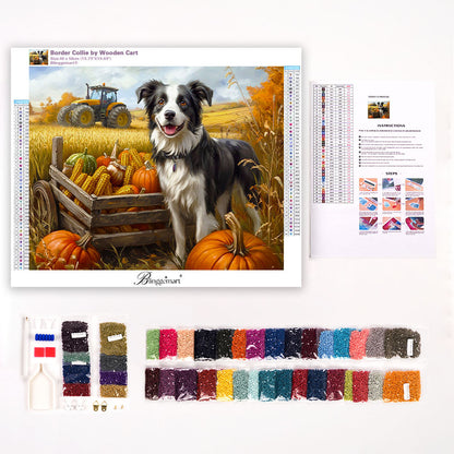 Border Collie by Wooden Cart