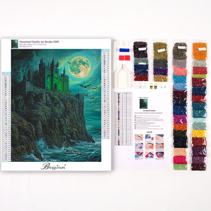 Haunted Castle on Rocky Cliff
