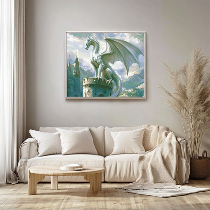 Silver Dragon on Cliff