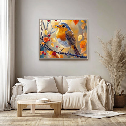 Bird on Branch in Autumn