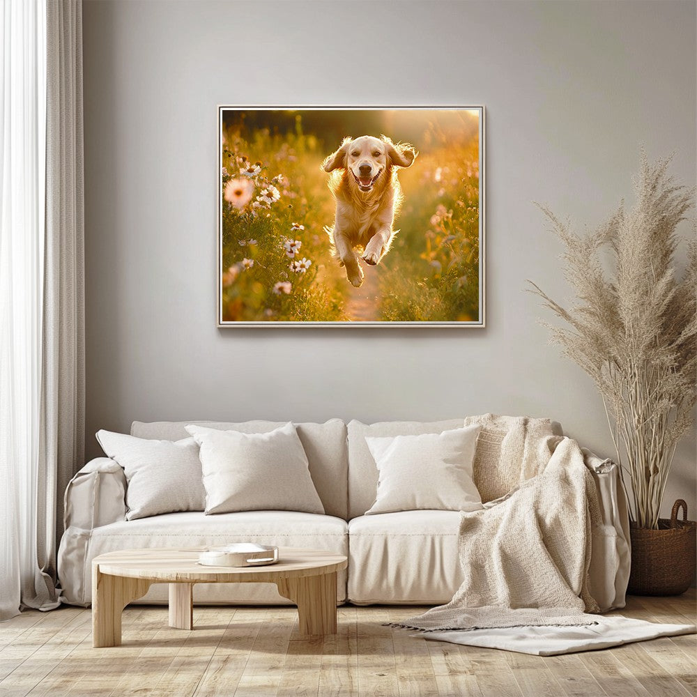 Golden Retriever on Country Road