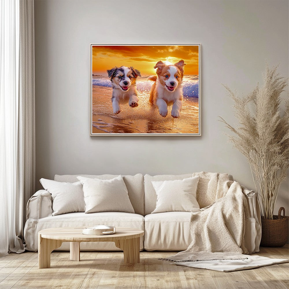 Puppies Playing on the Beach