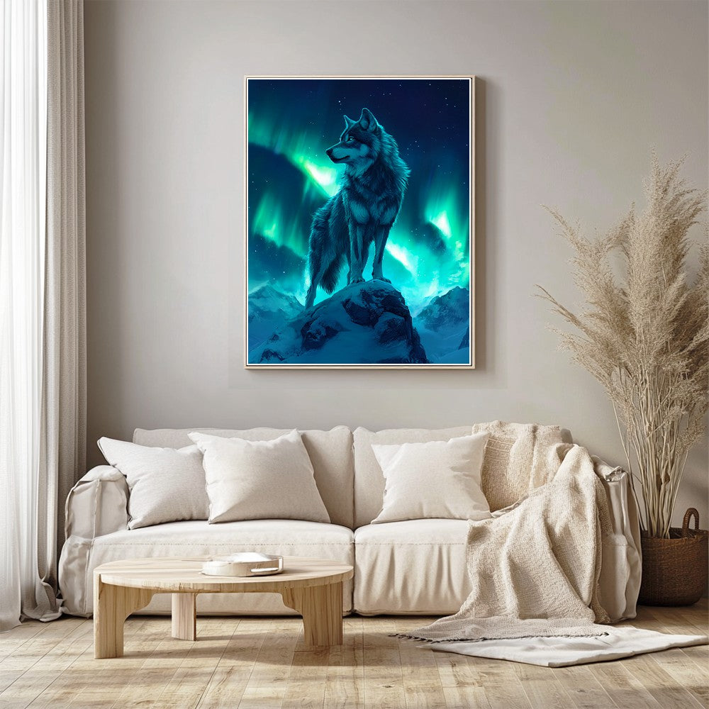 Powerful Wolf on Snowy Peak