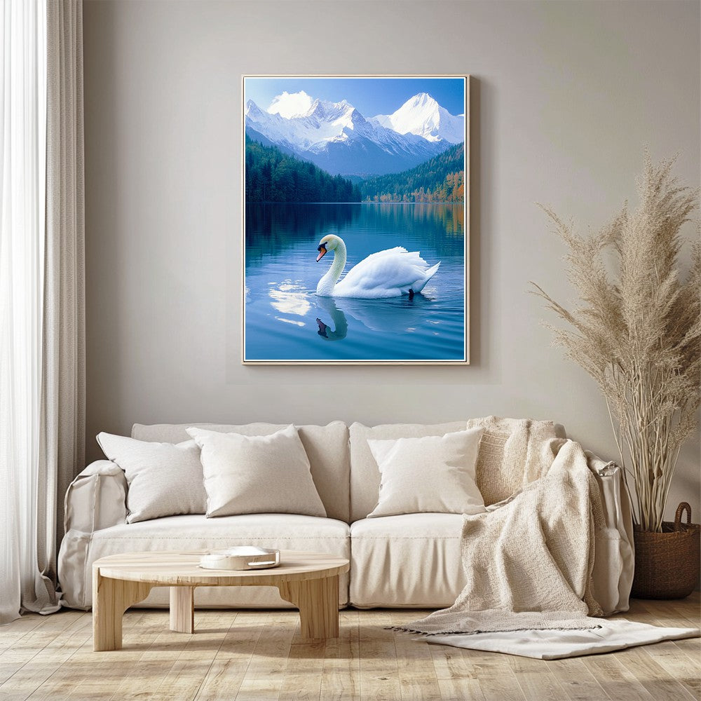 Elegant Swan on Calm Lake
