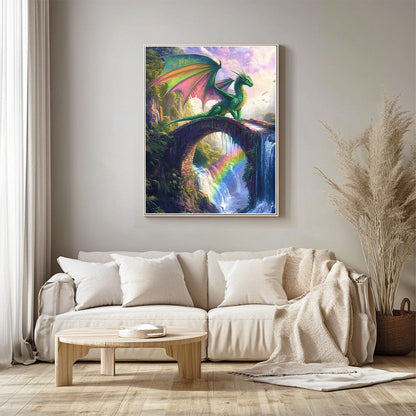 Emerald Dragon on Colorful Rocks
