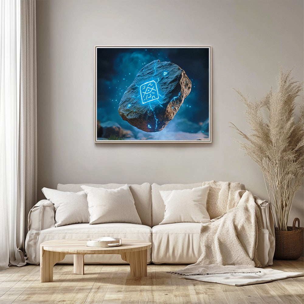Floating Rock with Magic Symbols