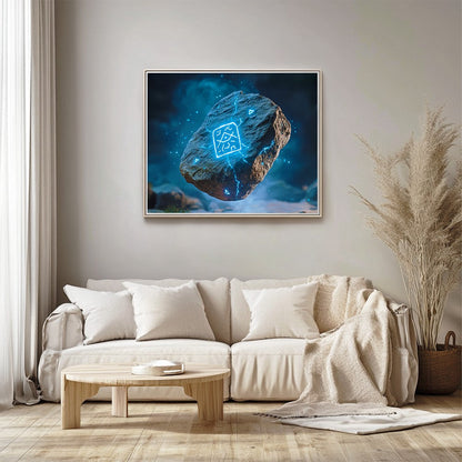 Floating Rock with Magic Symbols