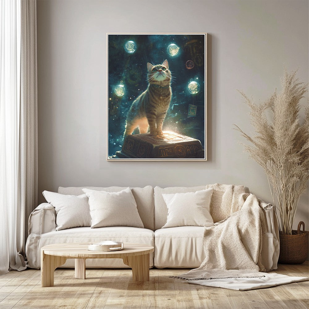 Cat on Ancient Magic Altar