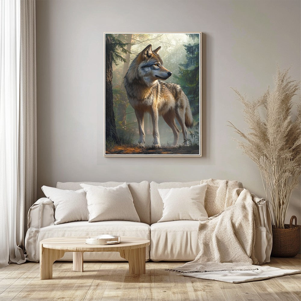 Realistic Wolf in Serene Forest