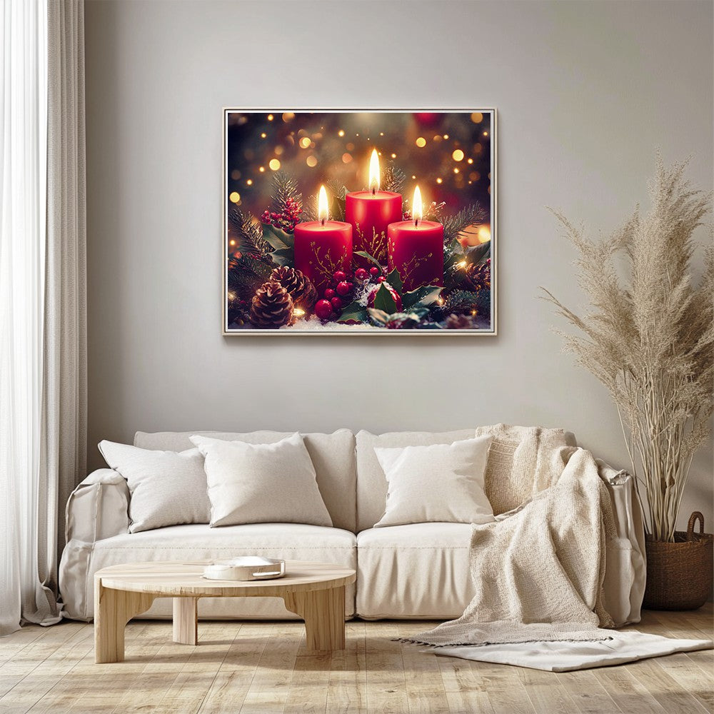 Set of Three Red Christmas Candles