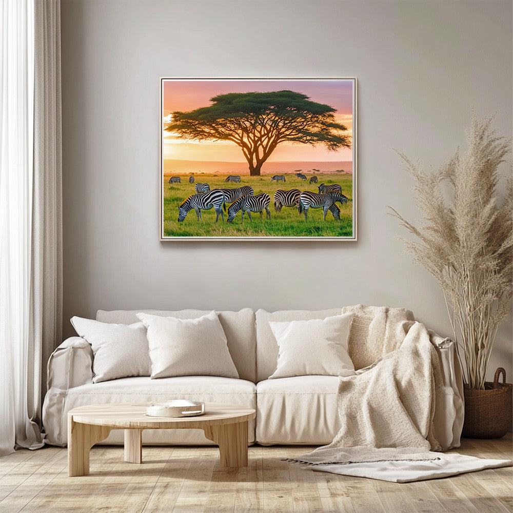 Zebras on African Grassland