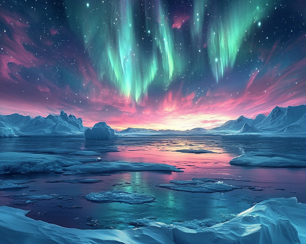 Auroras on Arctic Night