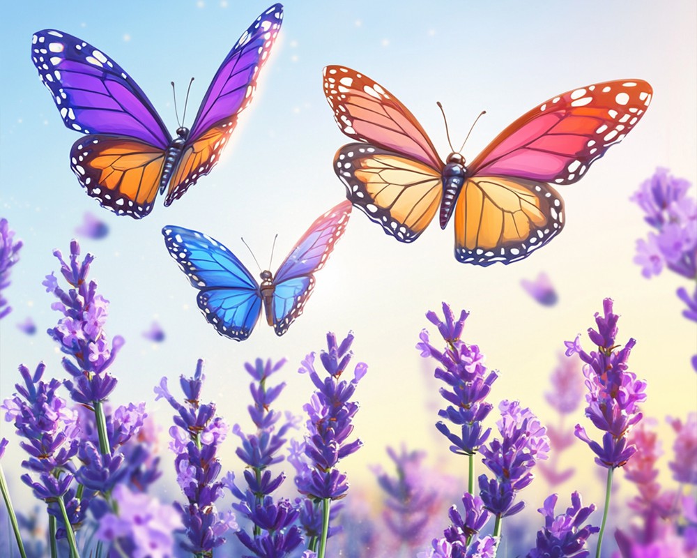 Colorful Butterflies in Flight