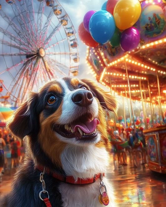 Dog Ready for Carousel Ride