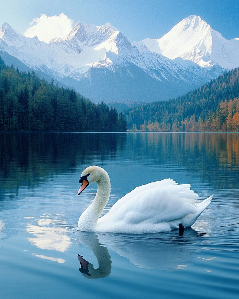 Elegant Swan on Calm Lake