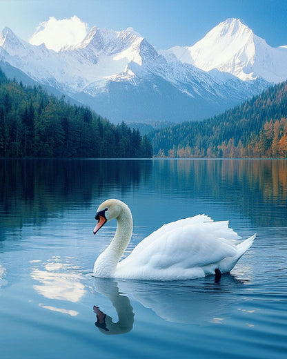 Elegant Swan on Calm Lake