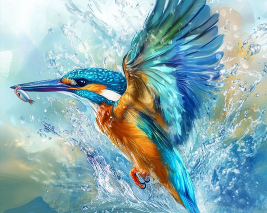 Kingfisher Diving for Fish