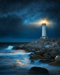 Lonely Lighthouse on the Rocks