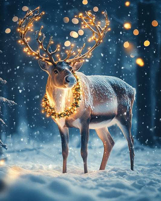 Majestic Reindeer in Snowy Landscape