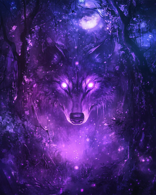Mystical Wolf Under Moonlight