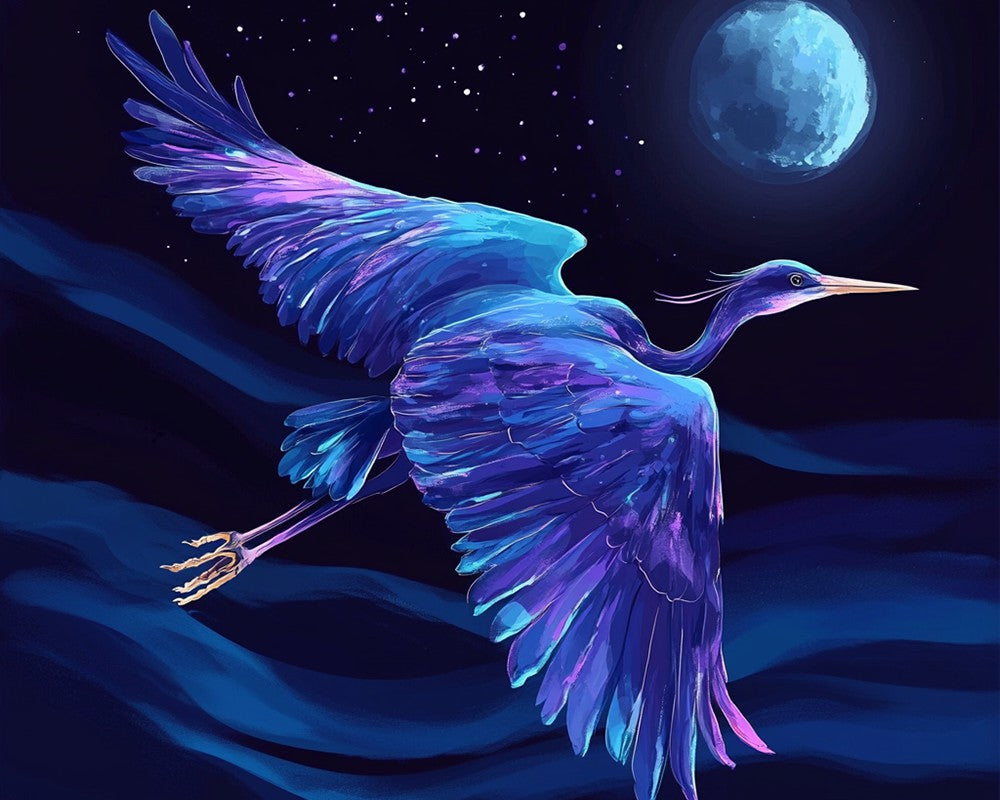Night Heron in Starry Sky