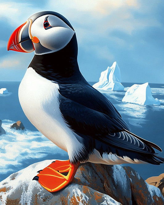 Puffin on Rocky Cliff by the Sea