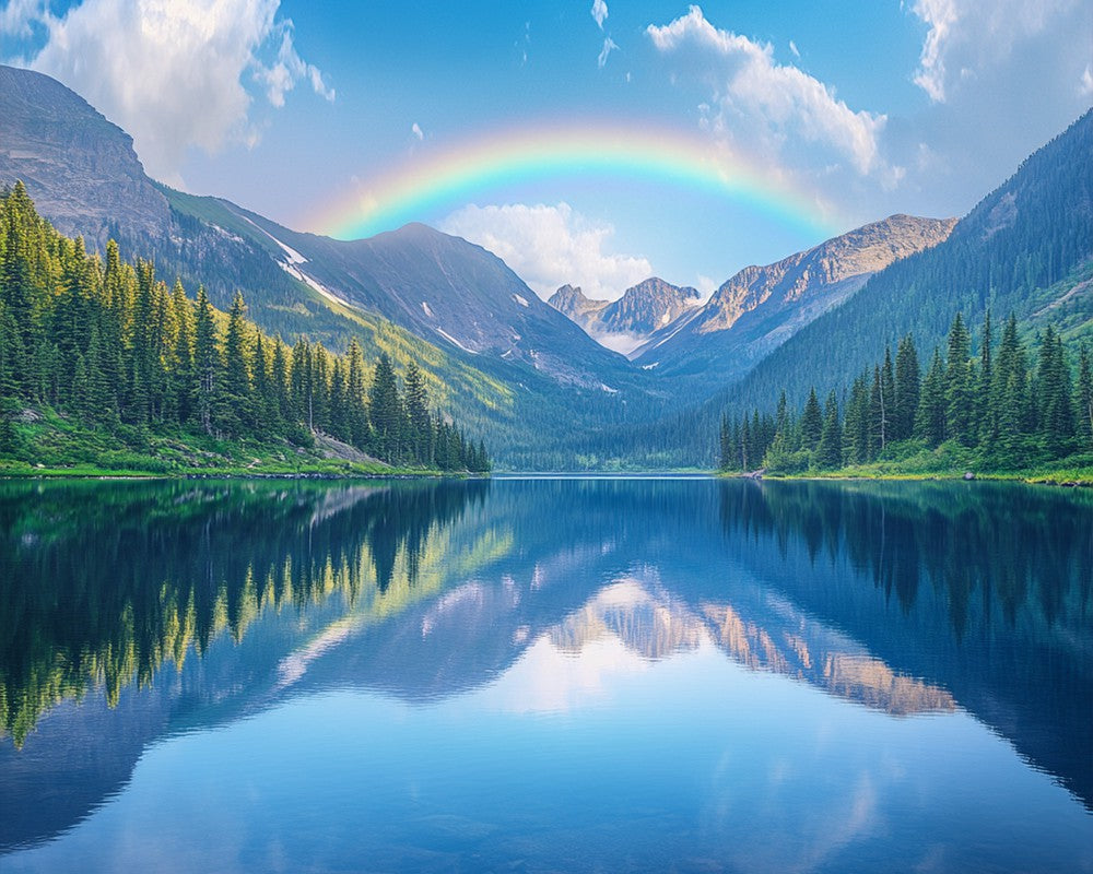 Tranquil Lake in Mountain Valley